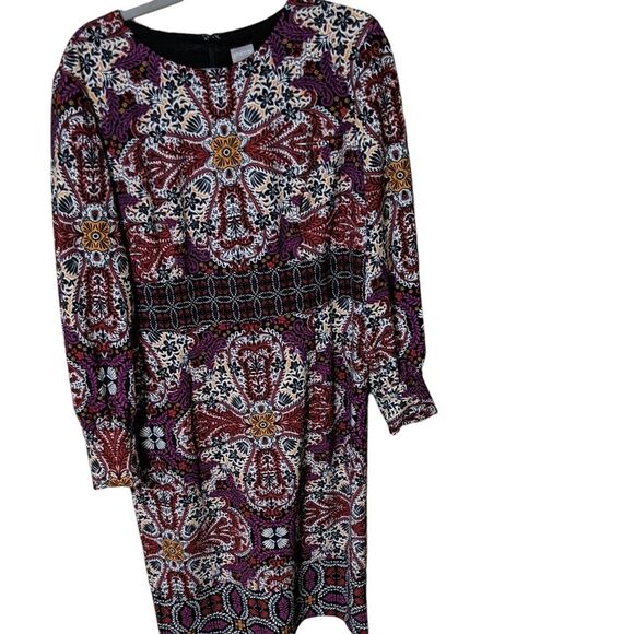 NWT Chico's Medallion-Print Dress Ikat paisley geometric print sheath dress 2/L - Picture 2 of 12